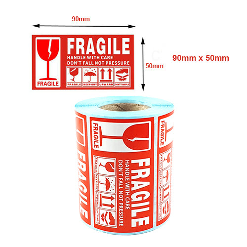 1 Roll Small FRAGILE, HANDLE WITH CARE, KEEP DRY Sticker 90mm x 50mm 500 Pcs