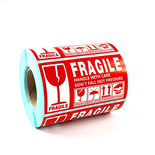 1 Roll Medium FRAGILE, HANDLE WITH CARE, KEEP DRY Sticker 130mm x 70mm 500 Pcs